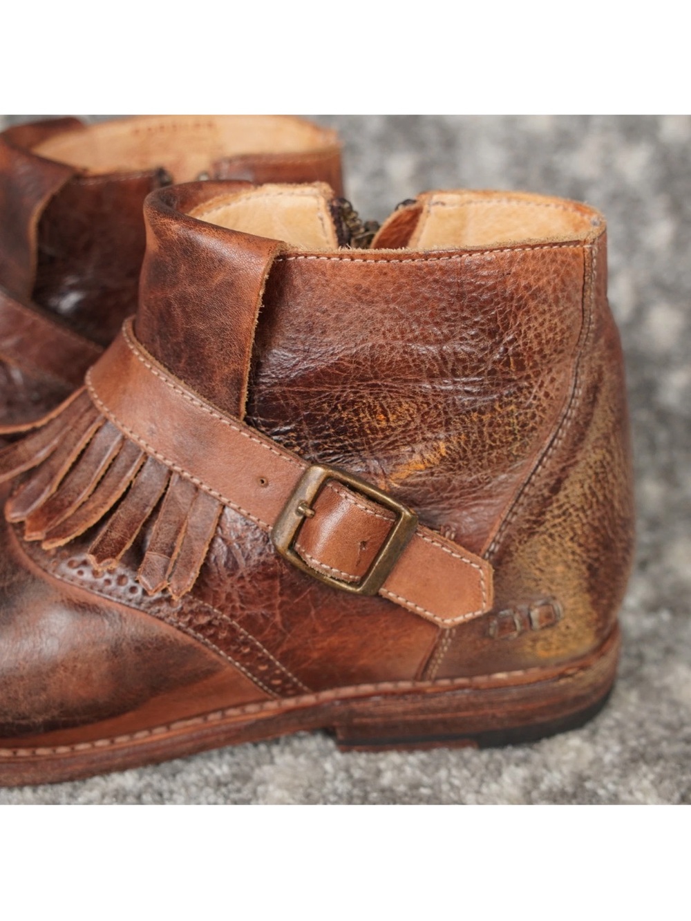 Bed Stu Cobbler Ankle Bootie With Fringe Women’s US8 Brown Leather Inside & Out - Picture 15 of 15